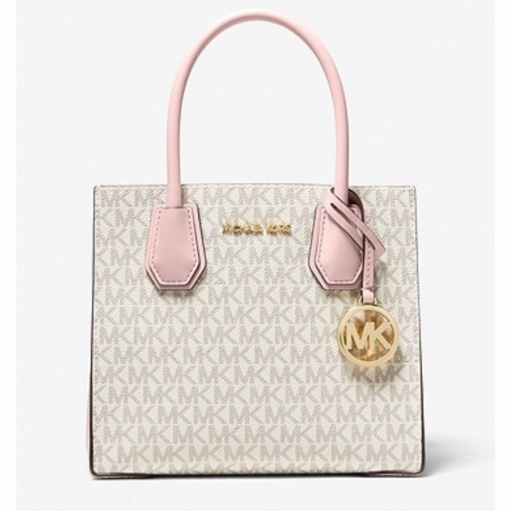 NWT MICHAEL KORS Mercer Medium Logo and Leather Accordion Crossbody Bag